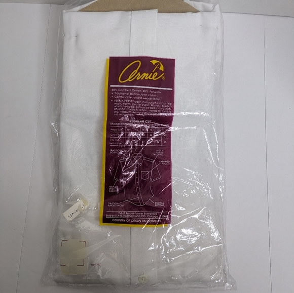 Vintage NWT Arnie White Button Down Shirt 16 1/2 - Picture 2 of 4